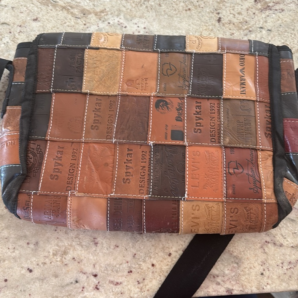 Vintage Leather Patch Bag/Computer Bag. 15wx10. - image 2